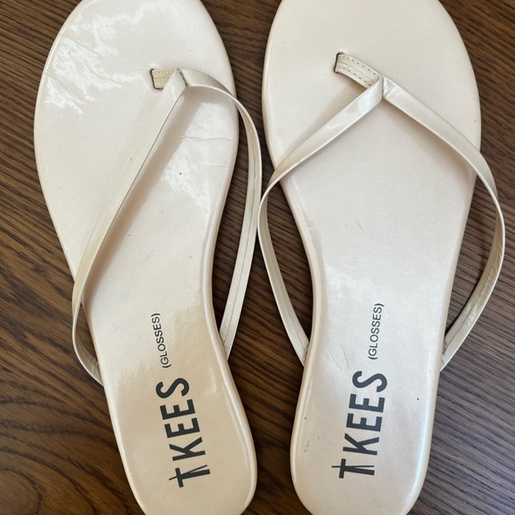 TKEES Glosses Patent Nude Minimalist Flip Sandals - Picture 2 of 3
